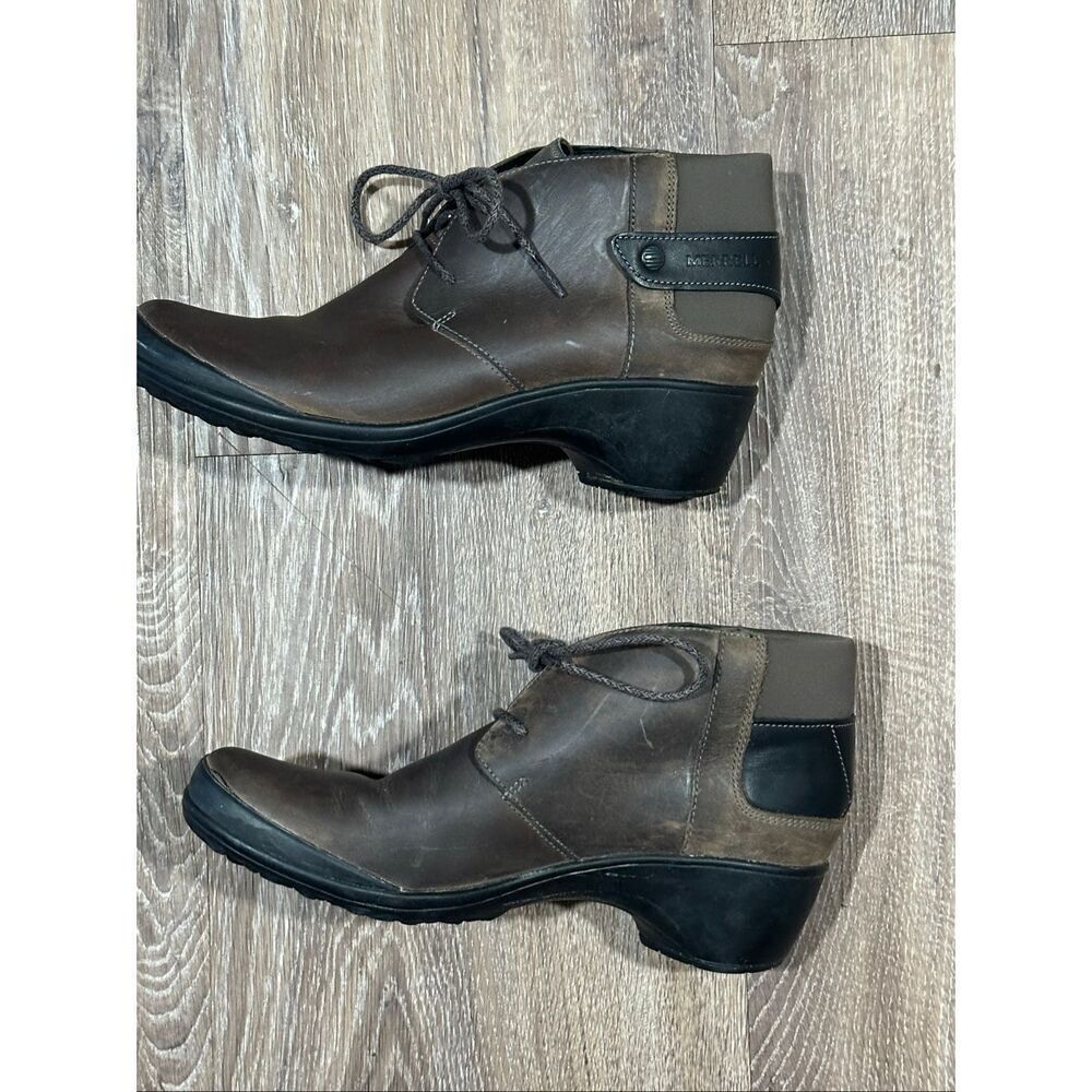 Merrell veranda cloudy brown leather ankle bootie lace up 9